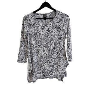 CLARA SUNWOO Black and White Floral Blouse